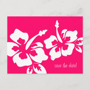 Save the Date Briefkaart Strandbruiloft Hibiscus R
