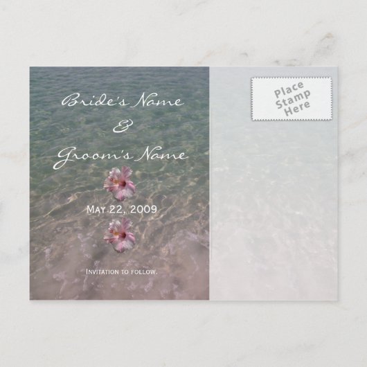 Save the Date Briefkaart - Tropical Beach Wedding (Achterkant)