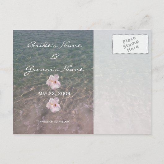 Save the Date Briefkaart - Tropical Beach Wedding (Achterkant)