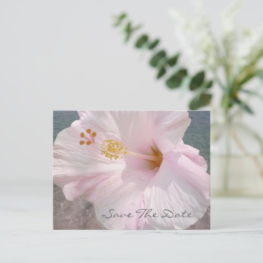 Save the Date Briefkaart - Tropical Beach Wedding (Staand voorkant)