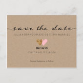 Save the Date Briefkaart - Twee Harten, Kraft Glit (Voorkant)