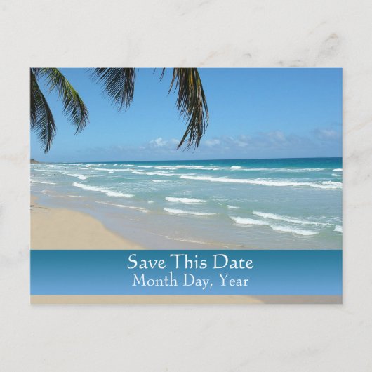 Save the Date Briefkaart voor Beach Wedding (Voorkant)