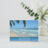 Save the Date Briefkaart voor Beach Wedding (Staand voorkant)