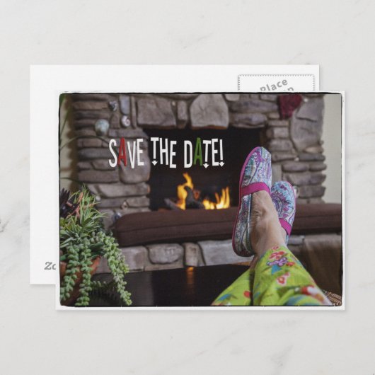 Save The Date Briefkaart voor Pajama partij (Voorkant / Achterkant)