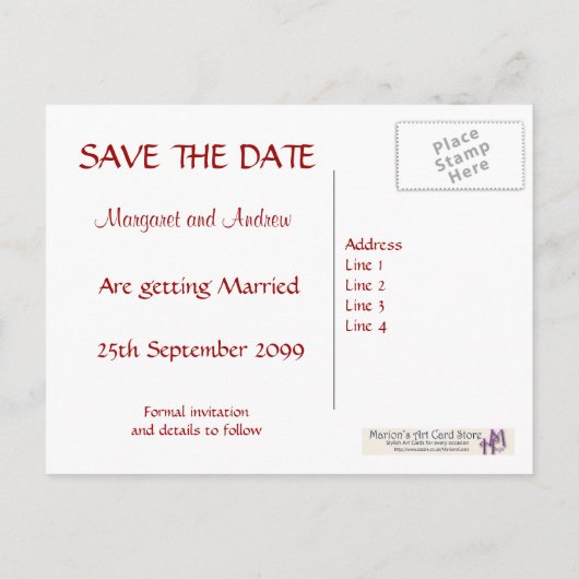 Save the Date briefkaart - Witte Calla Lelies (Achterkant)