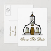 Save the Date Briefkaart - Witte Kerk (Voorkant / Achterkant)