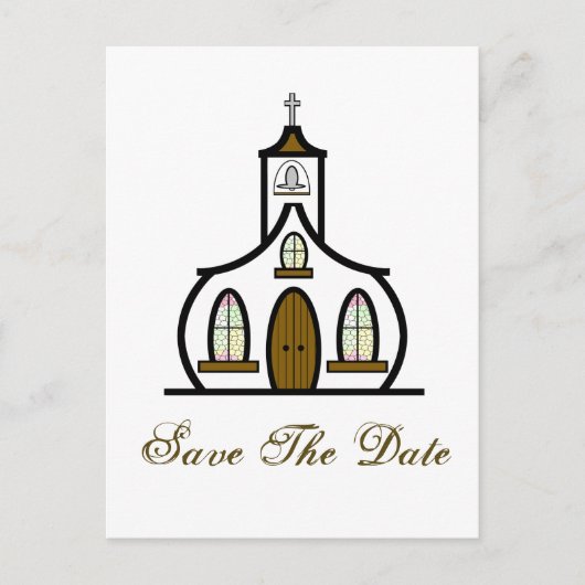 Save the Date Briefkaart - Witte Kerk (Voorkant)