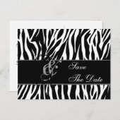Save the Date Briefkaart Zebra Zwart Wit (Voorkant / Achterkant)