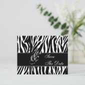 Save the Date Briefkaart Zebra Zwart Wit (Staand voorkant)