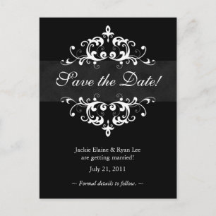 Save the Date Briefkaart Zwart Wit Verfraaiing
