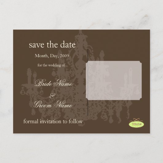 Save the Date briefkaarten, kroonluchter Aankondigingskaart (Achterkant)