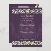 Save the Date briefkaarten, kroonluchter werveling Aankondigingskaart (Voorkant / Achterkant)