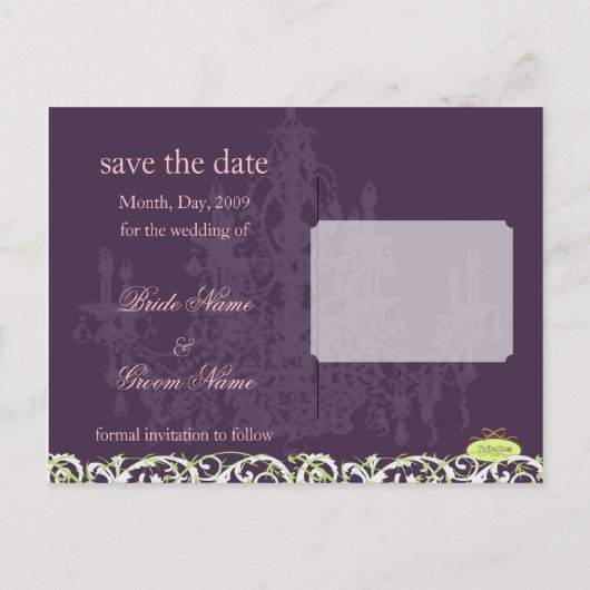Save the Date briefkaarten, kroonluchter werveling Aankondigingskaart (Achterkant)