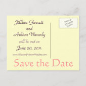 Save the Date Briefkaarten Roze Paarse Patroon (Achterkant)