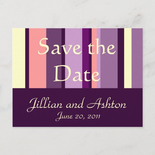 Save the Date Briefkaarten Roze Paarse Patroon (Voorkant)