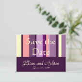 Save the Date Briefkaarten Roze Paarse Patroon (Staand voorkant)