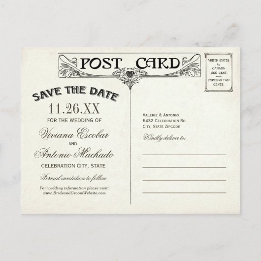 Save the Date Briefkaarten ( Skeleton Paar) (Achterkant)