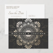 Save the Date Briefkaarten Zwart & Gouden Folie Ma (Voorkant / Achterkant)