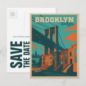 Save the date | Brooklyn, NY Aankondigingskaart (Voorkant / Achterkant)