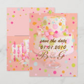 Save the Date, bruidstaart Aankondigingskaart (Voorkant / Achterkant)