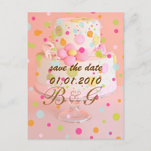 Save the Date, bruidstaart Aankondigingskaart (Voorkant)