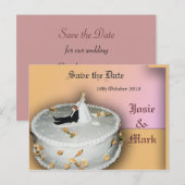 Save the Date bruidstaart briefkaart (Voorkant / Achterkant)
