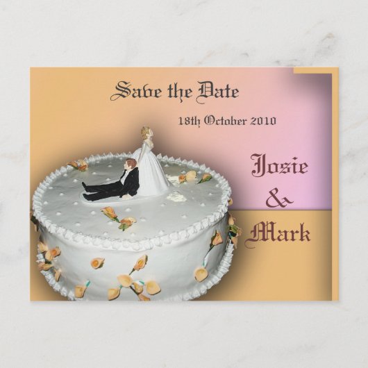 Save the Date bruidstaart briefkaart (Voorkant)