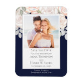 Save the Date Bruiloft Elegant Modern Navyblauw Magneet (Verticaal)