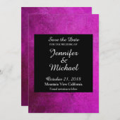 Save the Date Bruiloft Handschrift Zwart Roze (Voorkant / Achterkant)