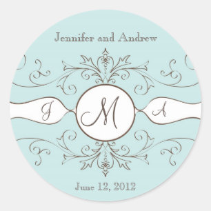Save the Date Bruiloft Monogram Stickers Bruin Bla