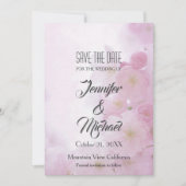 Save the Date Bruiloft Roze Bloemen Elegant Plain (Voorkant)