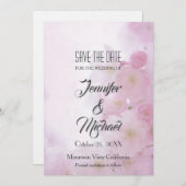 Save the Date Bruiloft Roze Bloemen Elegant Plain (Voorkant / Achterkant)