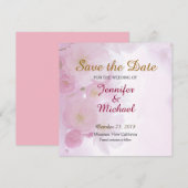 Save the Date Bruiloft Roze Bloemen Matte Elegant (Voorkant / Achterkant)