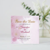 Save the Date Bruiloft Roze Bloemen Matte Elegant (Staand voorkant)
