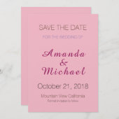 Save the Date Bruiloft Roze Elegante Kalligrafie (Voorkant / Achterkant)