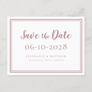Save The Date Bruiloften Stof Roze Eenvoudig Moder Aankondigingskaart