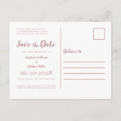 Save The Date Bruiloften Stof Roze Eenvoudig Moder Aankondigingskaart (Achterkant)