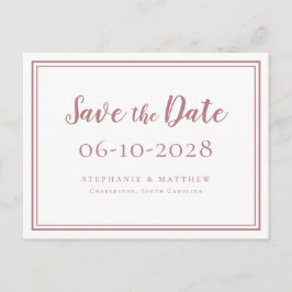 Save The Date Bruiloften Stof Roze Eenvoudig Moder Aankondigingskaart