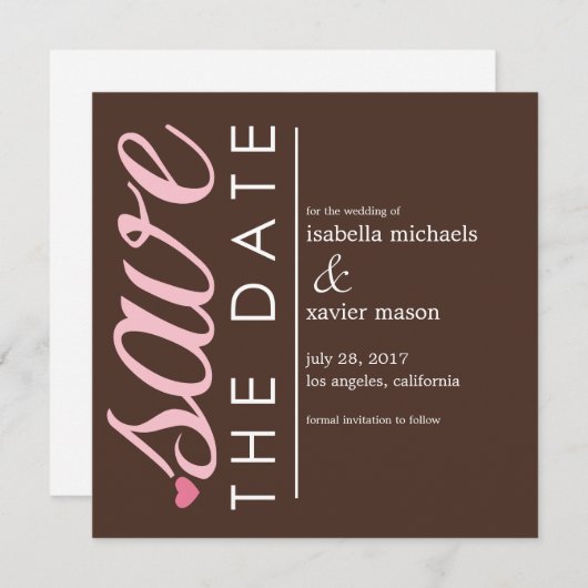 Save the date | Bruin sparen de datum bekendmaking (Voorkant / Achterkant)