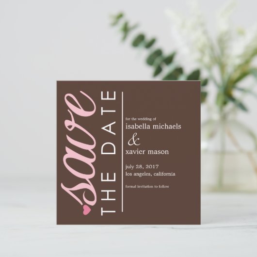 Save the date | Bruin sparen de datum bekendmaking (Staand voorkant)