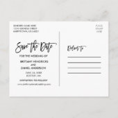 Save the Date Brush Script De Plons Wagen Briefkaart (Achterkant)