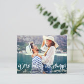 Save the Date Brush Script De Plons Wagen Briefkaart (Staand voorkant)