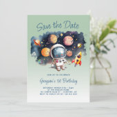 Save The Date Buitenruimte Planeten 1e Verjaardag (Staand voorkant)