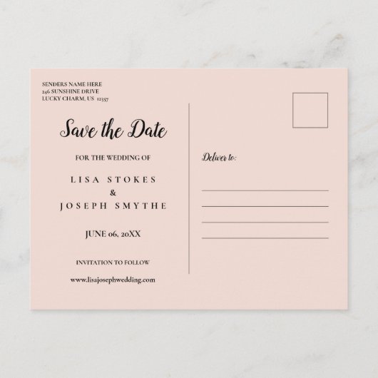 Save the Date Calendar Rose Gold Glitter Ombre Aankondigingskaart (Achterkant)