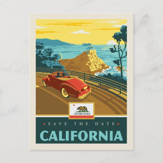Save the Date | Californië 2 Uitnodiging Briefkaart (Voorkant)