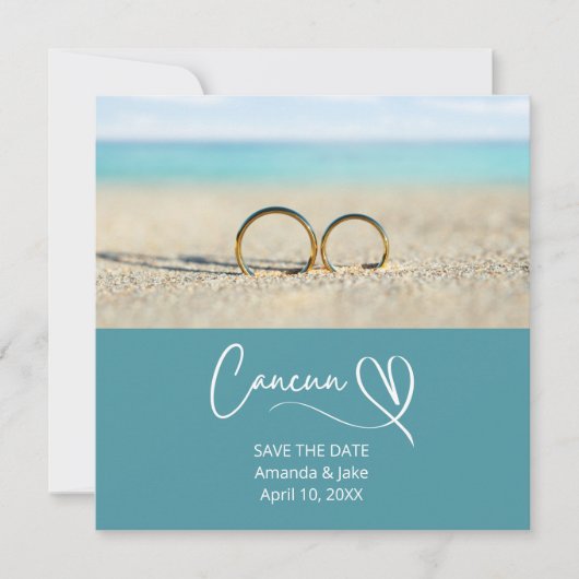 Save the Date Cancun Destination Beach Wedding (Voorkant)