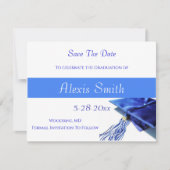 Save The Date Cards - Blue Graduation Cap (Voorkant)