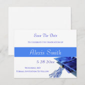 Save The Date Cards - Blue Graduation Cap (Voorkant / Achterkant)