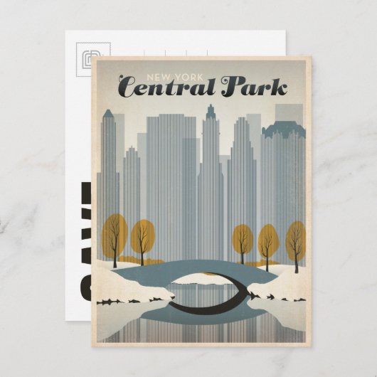 Save the date | Central Park, NYC - Sneeuw Aankondigingskaart (Voorkant / Achterkant)