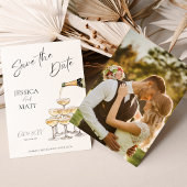Save The Date Champagne Aquarel Kaart